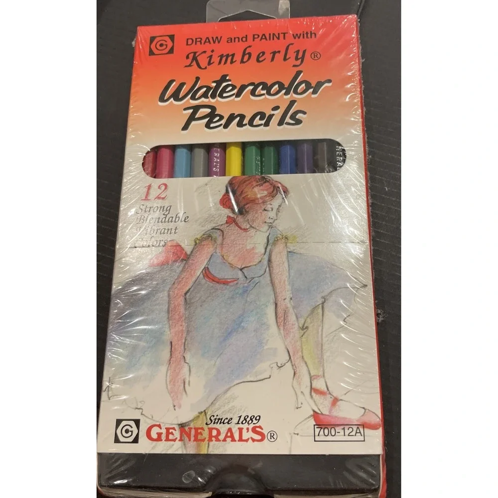 Kimberly Watercolor Pencils 12 Strong Bendable Vibrant Colors Generals 700-12A